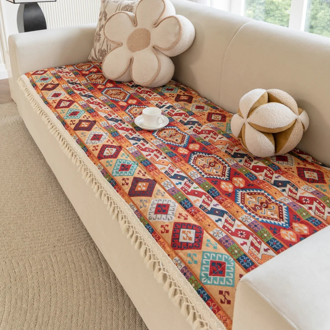 coussin décoratif boho chic motif géométrique ethnique coton matelassé salon maison couleur multicolore