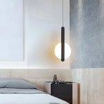 Lampes suspendues modernes minimaliste câble suspension plaque fixation globes opale abatjour blanc noir chambre