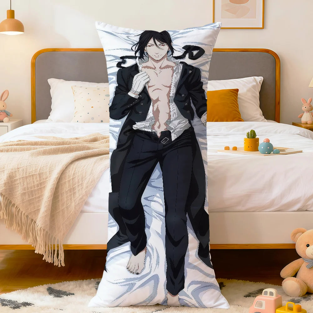 coussin allongé anime violet bleu blanc fleurs stylisées personnages 100 polyester double face imprimé