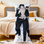 coussin allongé anime violet bleu blanc fleurs stylisées personnages 100 polyester double face imprimé