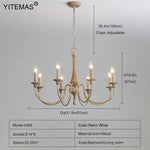 lustre bois vintage noir ampoules e14 cinq bras salon chambre coucher rustique