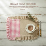 serviettes table classiques vichy rose clair beige blanc maison decoration cuisine salle manger