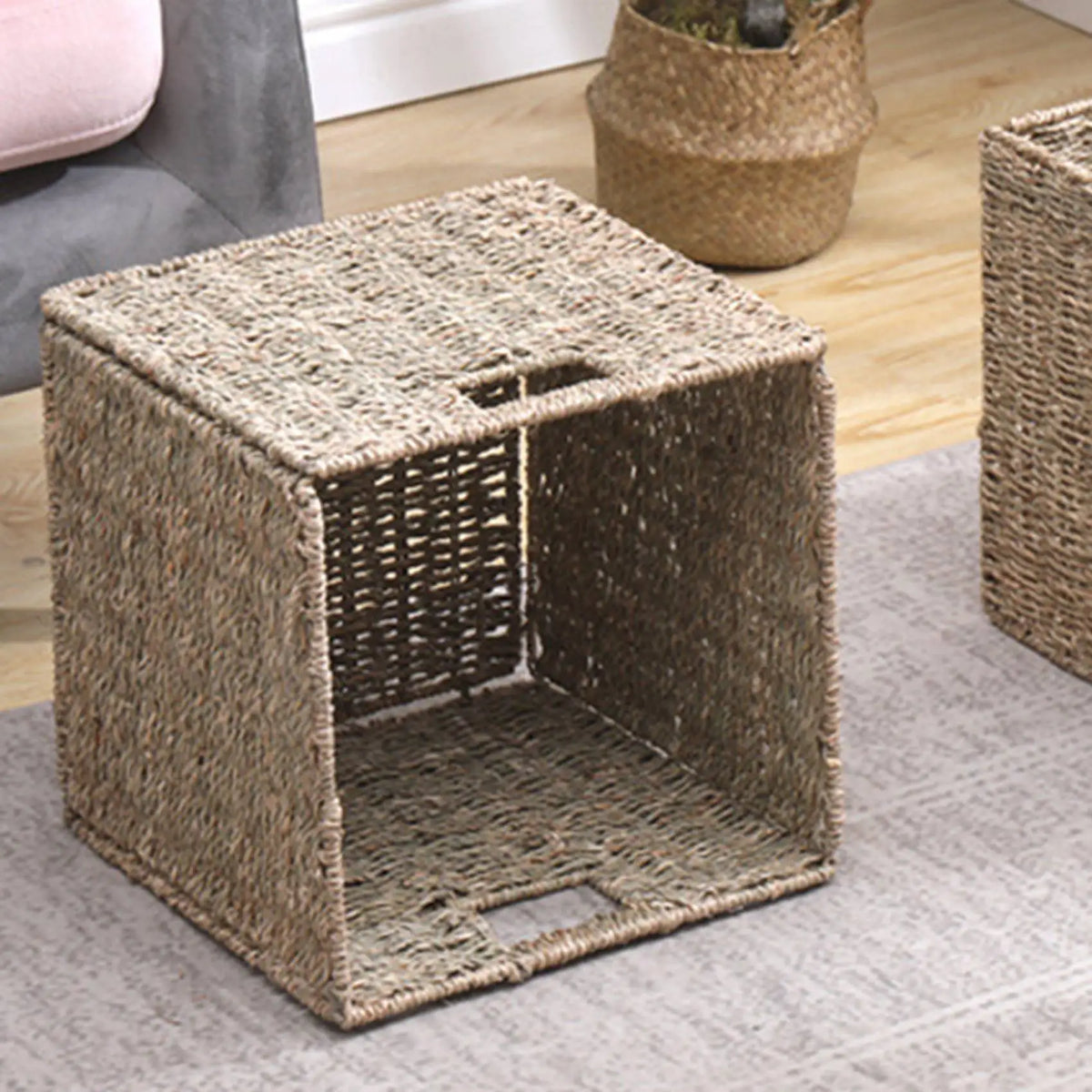 boîtes vannerie tressée rustique bohème scandinave beige marron multipurpose rangement salon chambre
