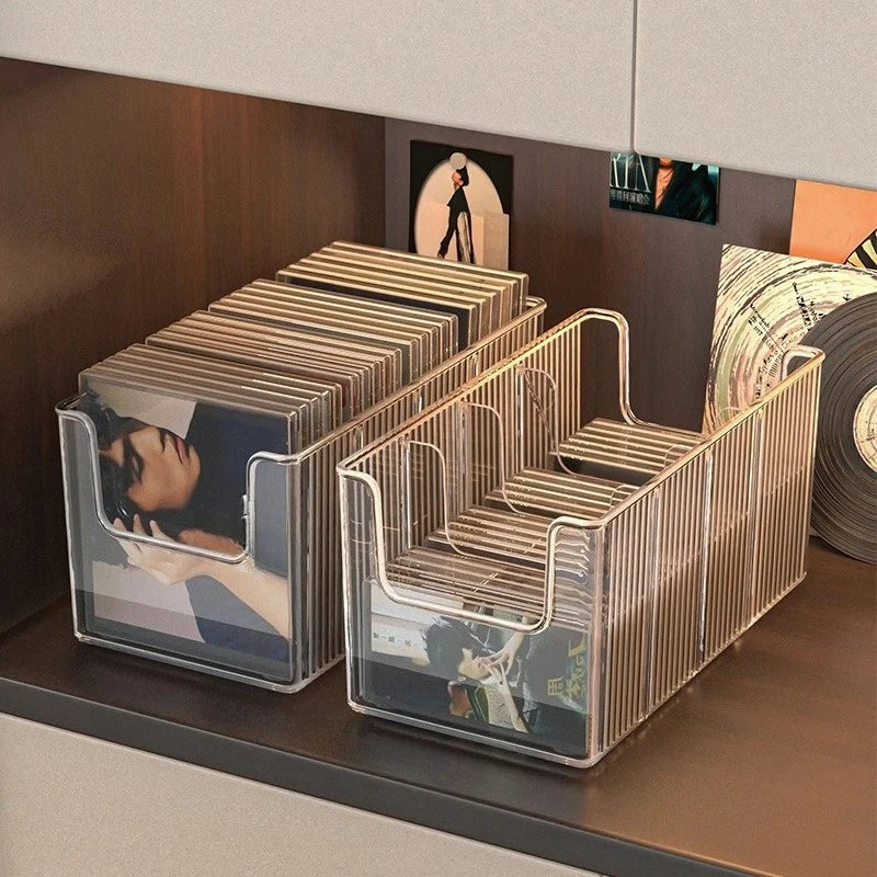 boîtes rangement cd transparentes modernes minimalistes multifonctionnelles.storage vinyle cassette audio
