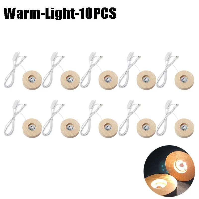 lampe led base bois texture moderne câble usb interrupteur multicolore