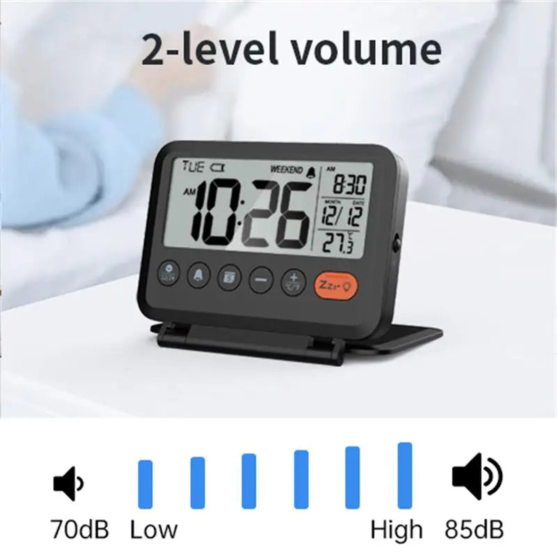 horloge numérique moderne affichage température date sommeil noir lcd led