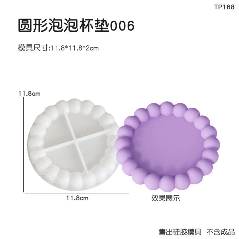 coasters silicone violet rose bleu clair relief moderne élégants bijoux décoration intérieure