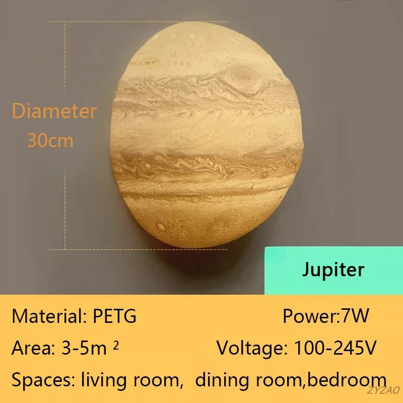 lampe murale 3d jupiter or moderne bande colorée led mur fixé chambre salon