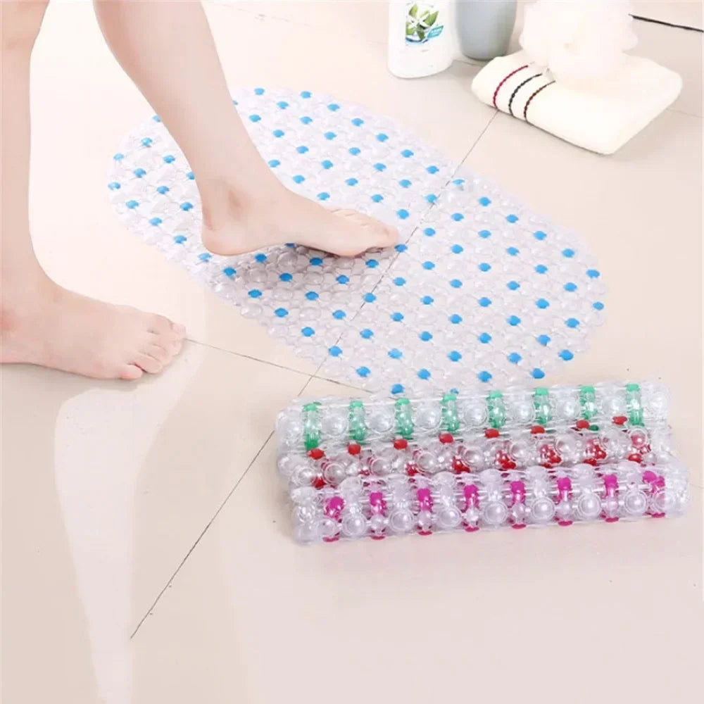 tapis bain anti dérapant transparent relief moderne bleu géométrique salle bain