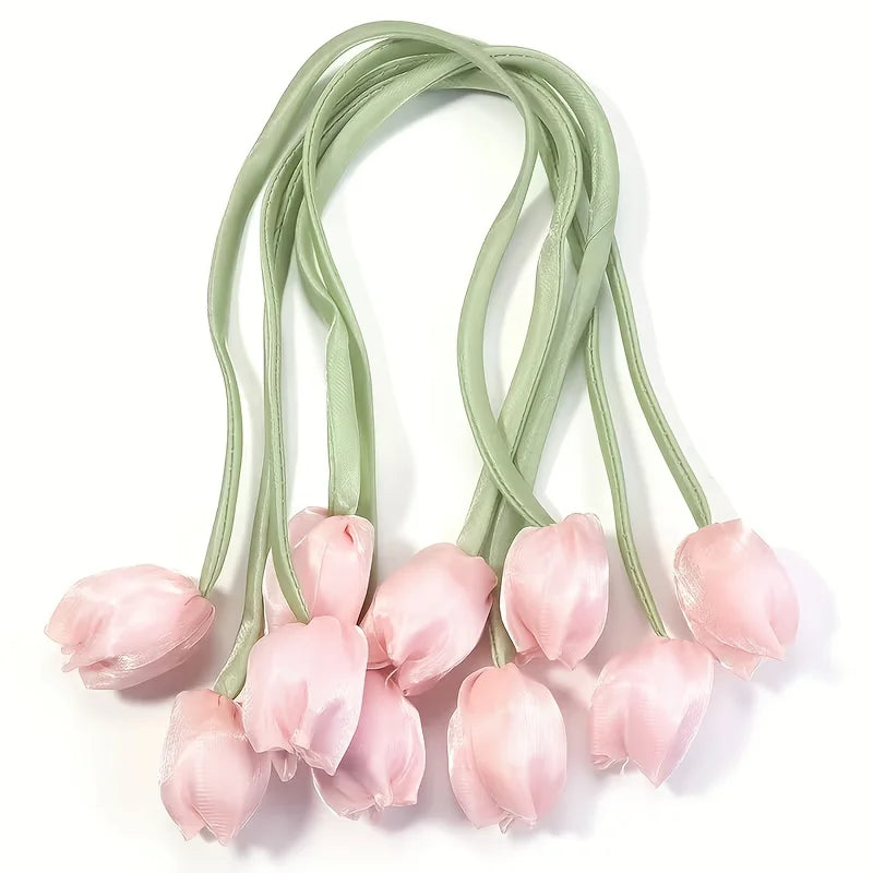 boucles rideau tulipes rose blanc vert violet ruban décoratives floral accessoires bricolage mariage