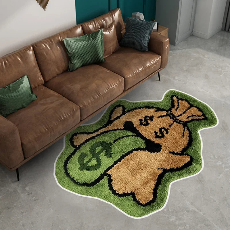 tapis salon décoratif motif cartoon animaux doux moelleux antidérapant moderne maison