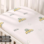 drap housse lit bébé coton motif oiseau étoile enfant chambre moderne blanc jaune gris