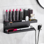 étagère mural moderne aluminium noir clips cheveux organisation salle bain cheveux brosse parfum