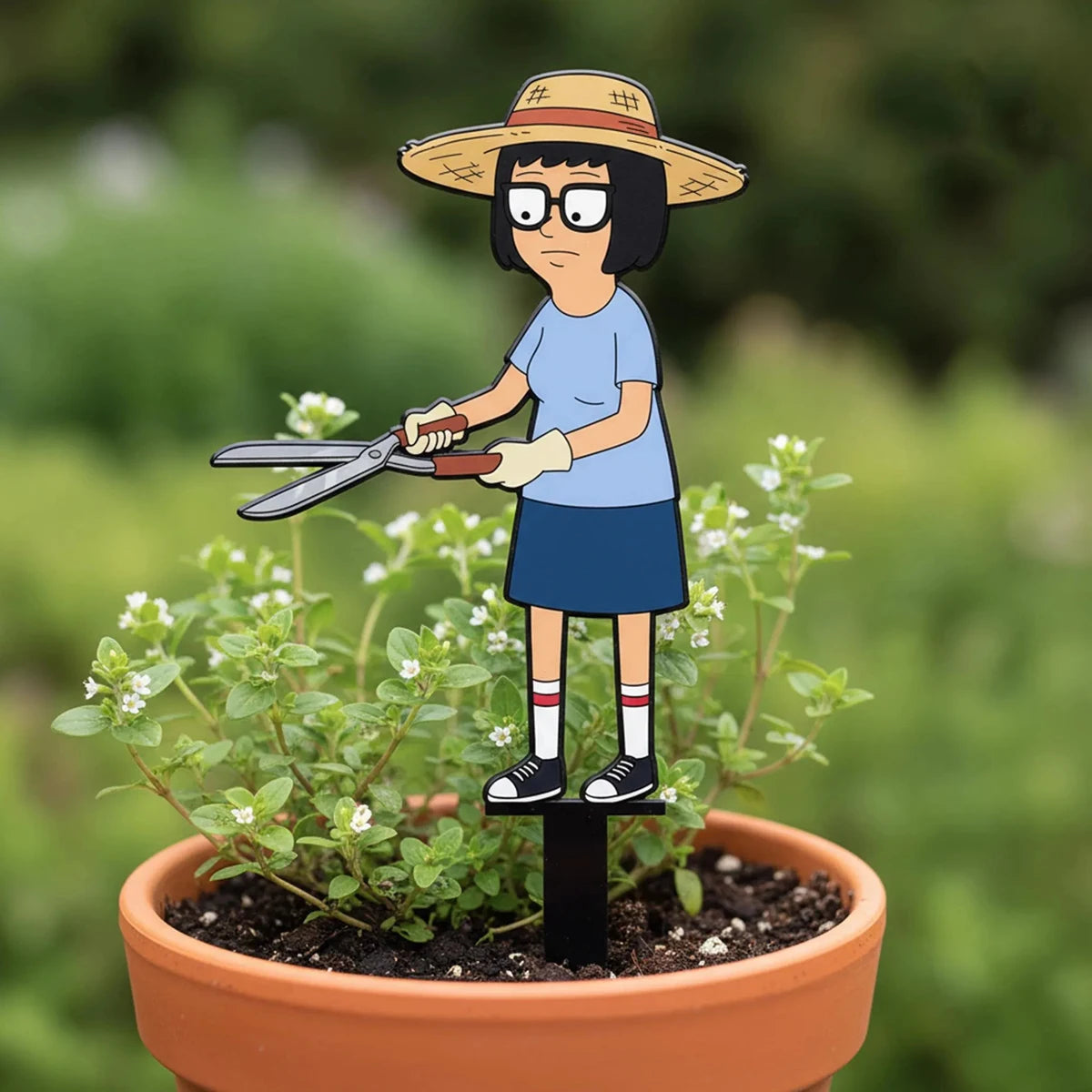 figurines jardiniers extérieures scies pelles gants chapeaux rose bleu vert cartoon decoration pot plantes