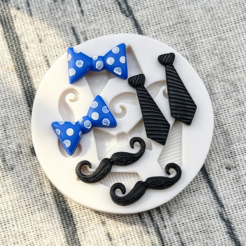moules silicone gâteaux pâtisserie motifs moustaches nœuds papillon décorations cupcakes