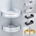 étagère angle moderne noire blanche or adhésive réutilisable salle bain douche trois niveaux fixations