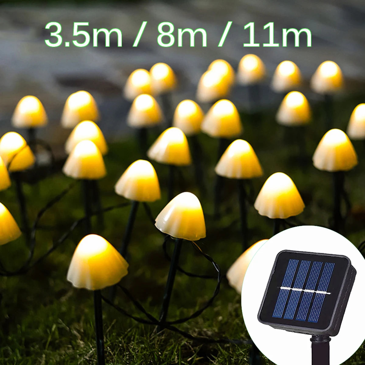 guirlande lumineuse solaire champignons multicolores moderne patio jardinextérieur decoration led spikes