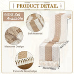 ensembles table boho rustique serviettes lin macramé franges assiettes couverts plateaux