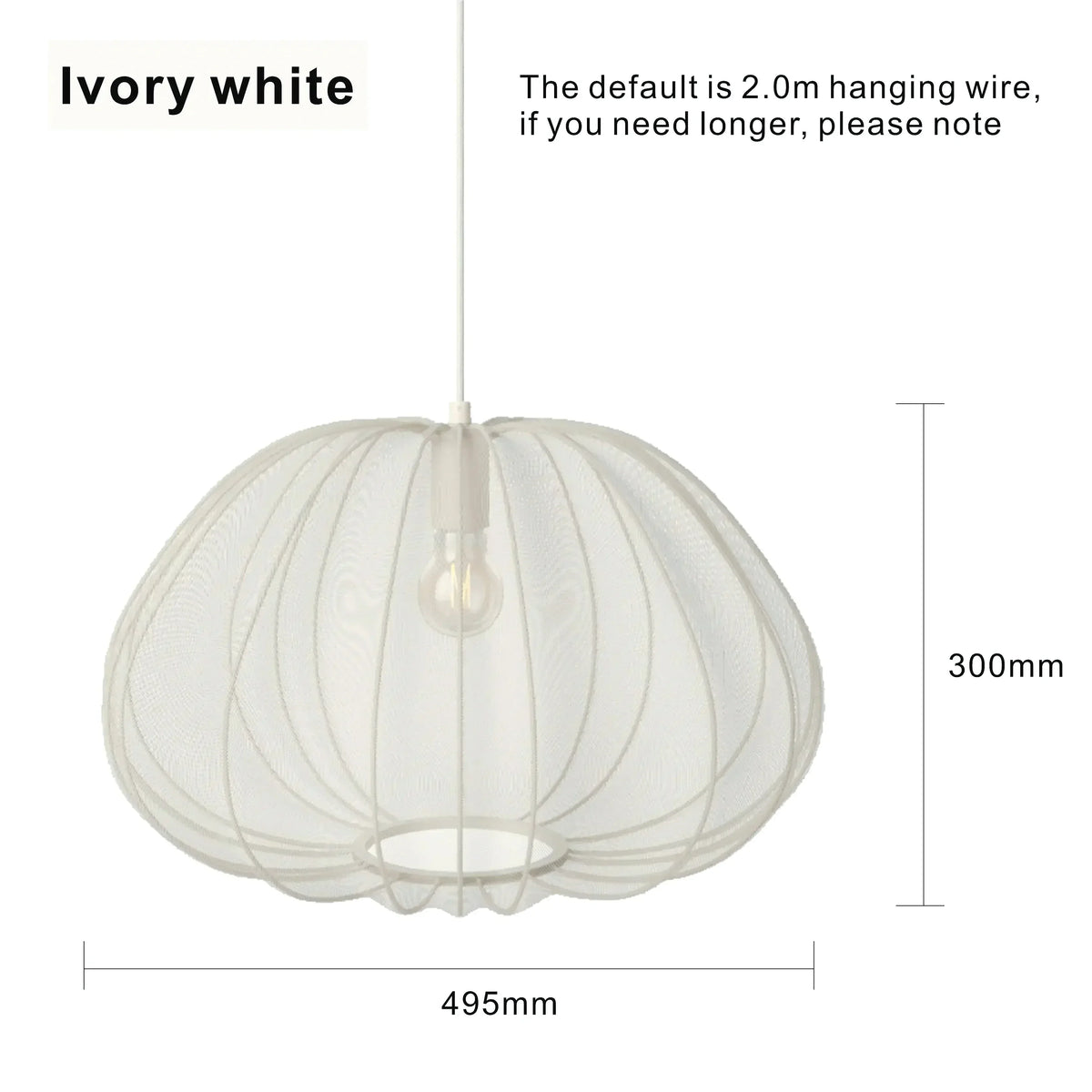 suspension lumineuse moderne blanc crème rayures verticales 300mm 495mm 550mm 470mm