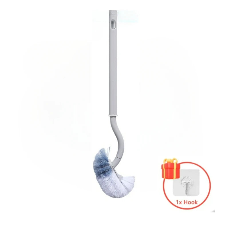 brosse wc souple forme long manche 360 blanc gris moderne sans coin mort respectueux