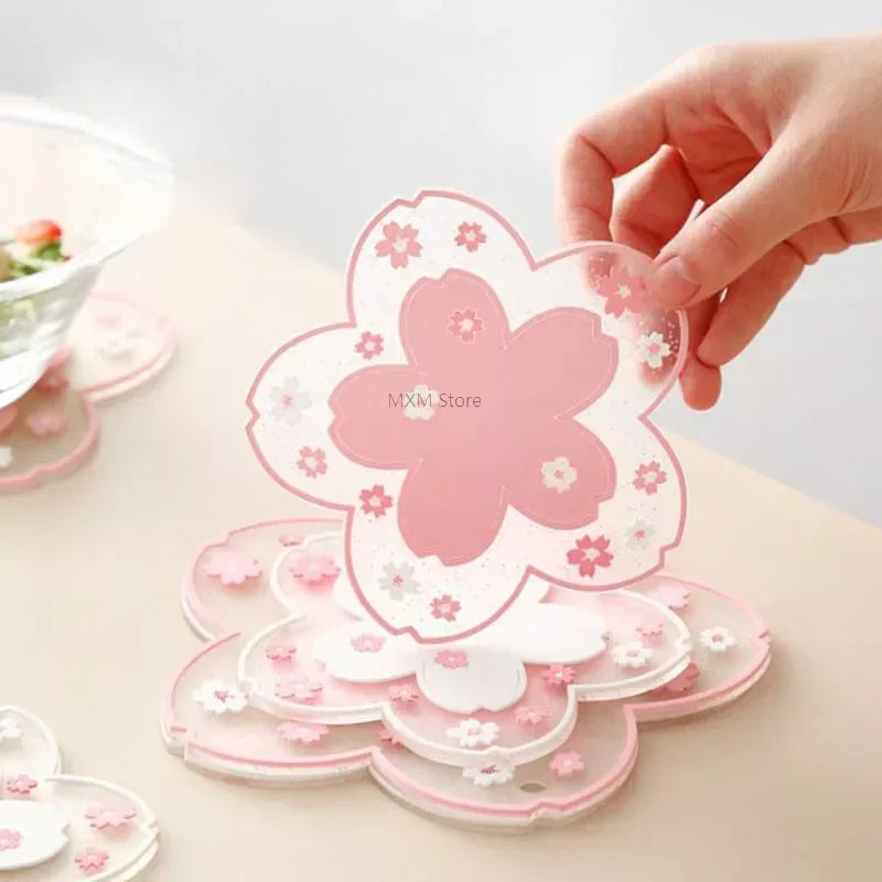serviettes table rose fleurs blanches moderne non glissantes adhésives décoration intérieure 16cm