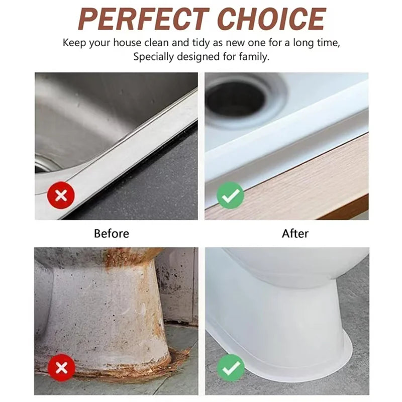 joint d'étanchéité adhésif pvc blanc bord lavabo cuisine salle bain