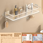 étagères murales salle bain blanc modernes adhésives sans perçage aluminium acrylique double niveau minimaliste