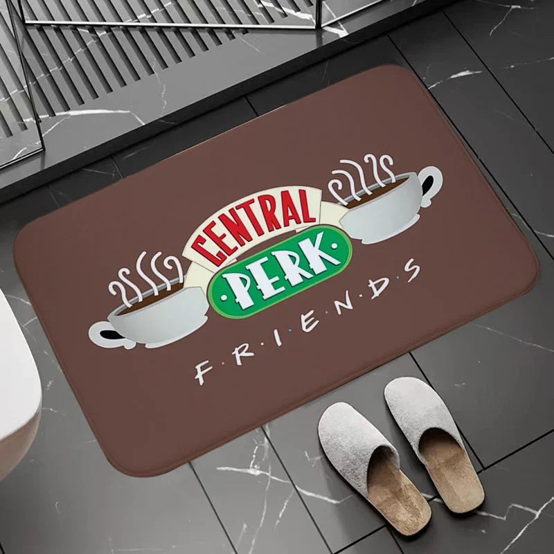 tapis central perk friends blanc vert noir moderne logo bienvenue salon chambre bain