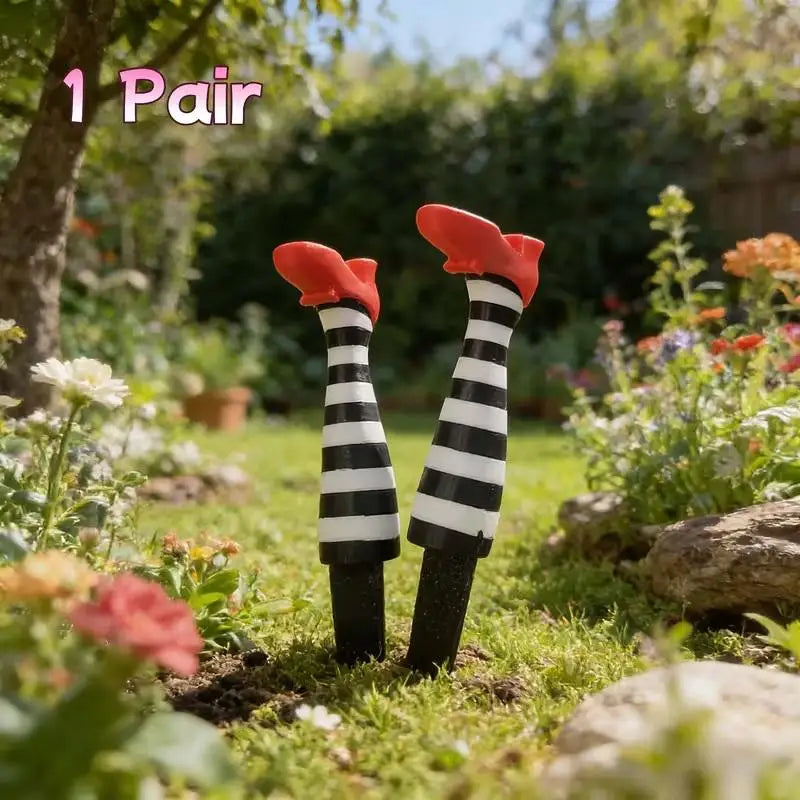 pieds décoratifs plantes rayures noires blanches rouges adhésifs fantaisistes extérieur