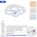 ventilateur plafonnier moderne blanc strass télécommande led vitesses minuterie lumières
