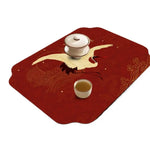 tapis table art traditionnel fleurs oiseaux bleu clair beige brun