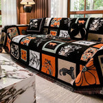 housse canapé patchwork noir orange gris coussin tapisserie extérieur intérieur