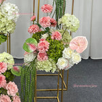 Architectures décoration florales artificielles blanches roses vertes romantiques occasionnelleextérieur mariage anniversaire