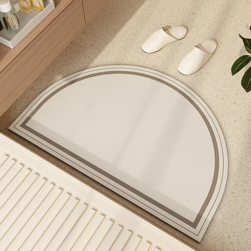 tapis sol beige clair rayures horizontales moderne salle bain absorbant séchage rapide antidérapant