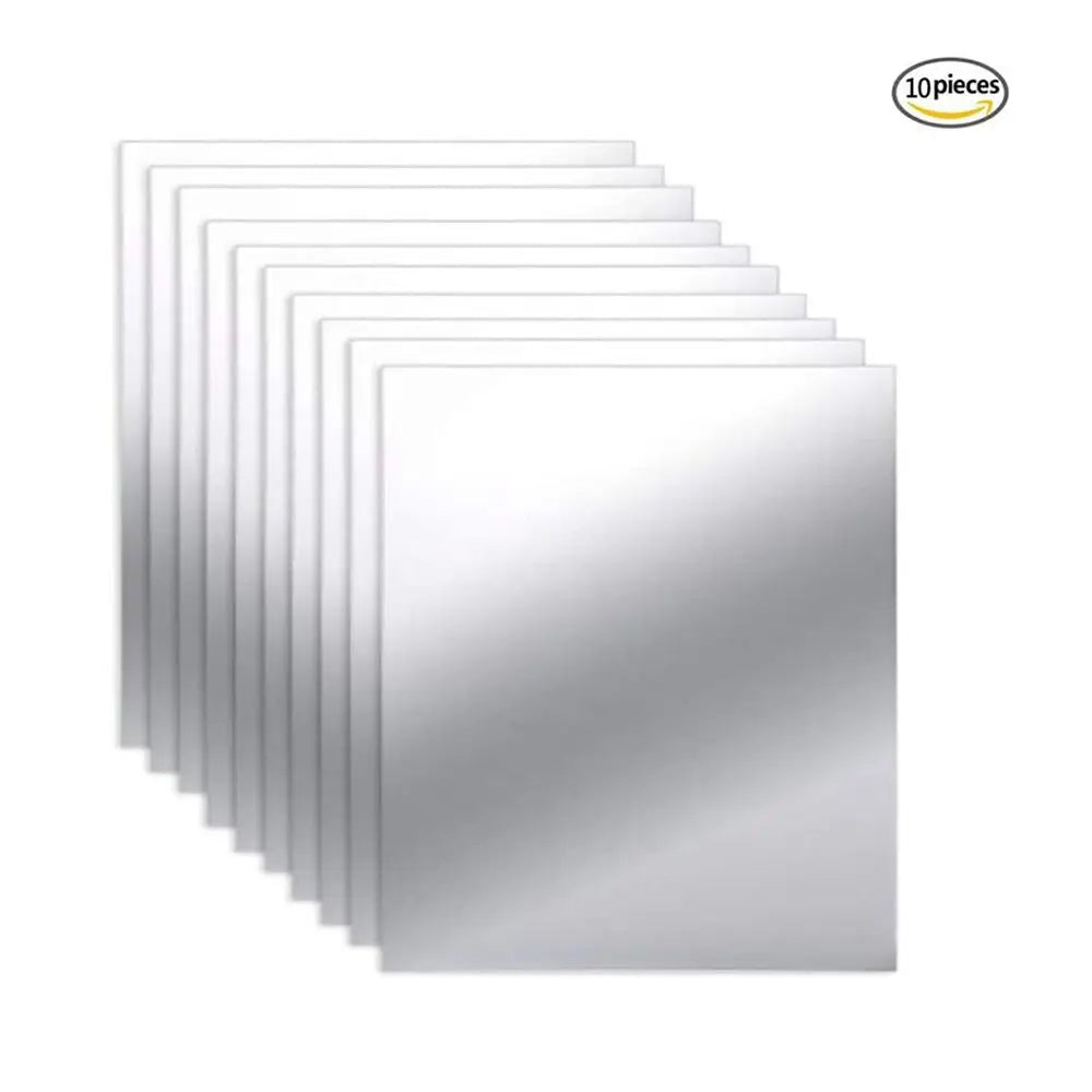 miroirs adhésifs modernes 15cm 15cm argentés lisses opaques decoration murale salle bain stickers muraux