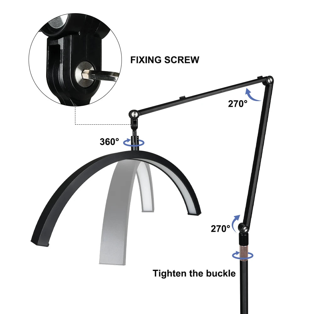 Lampe demi-lune LED blanche sur table de maquillage