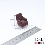 fauteuil miniature blanc velours épais boutons classique 14+ deco maison poupée imitation salon