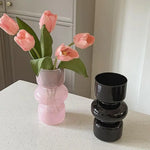 vase verre moderne blanc vert bleu rouge rose noir translucide minimaliste fleurs artificielles