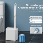 brosse wc douce silicone longue poils blanc bleu moderne pratique fixe adhésif boite rangement