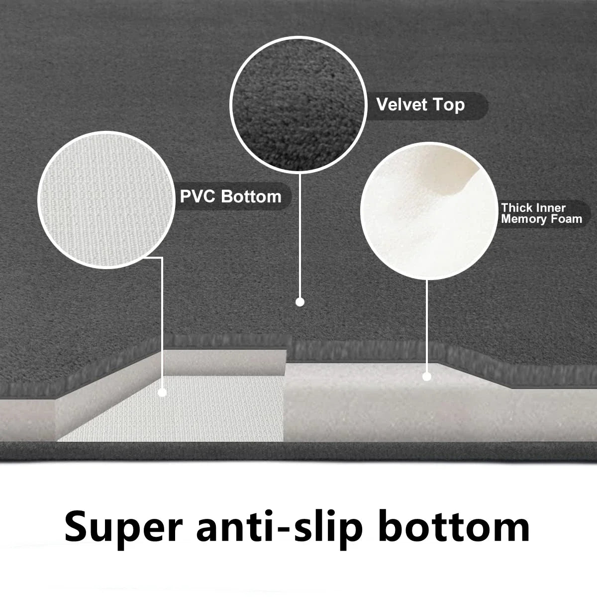 tapis bain velours noir moderne 60x40 80x50 90x60 antidérapant minimaliste