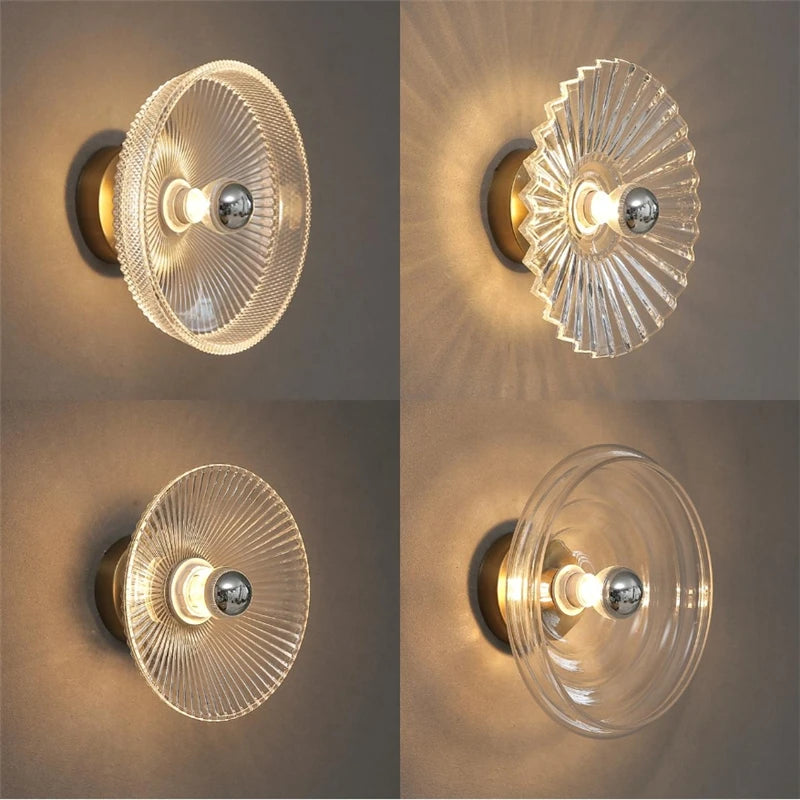 lampe murale moderne transparente dorée rayures fines ampoule led éclairage quotidien fixation élégant flux