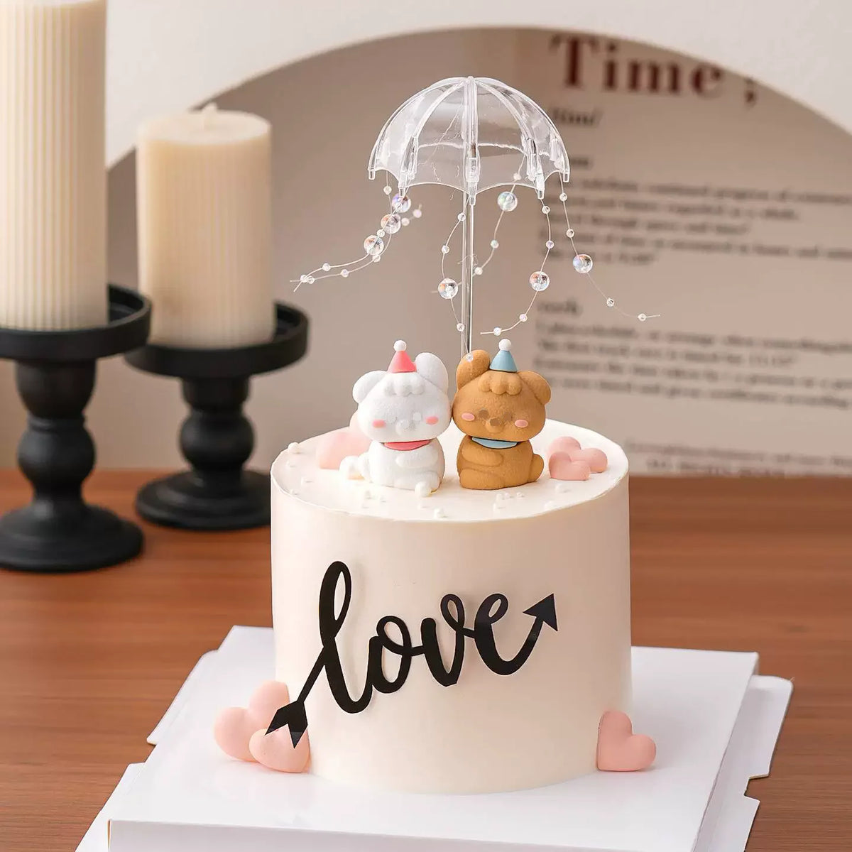 décorations gâteau coeurs 3d rouge rose adhésives réutilisables romantiques modernes