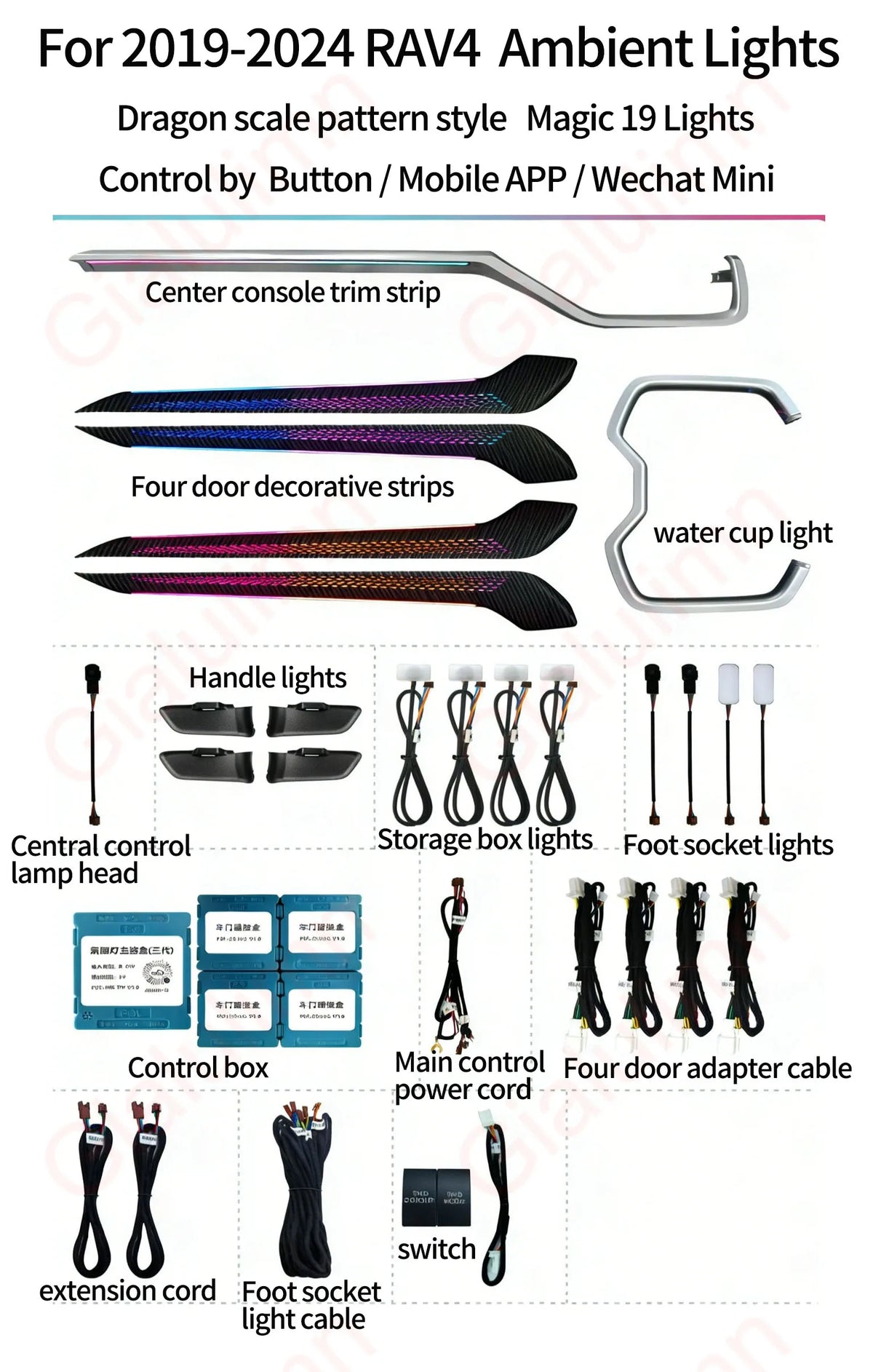 ampoule ambiance voiture led 256 couleurs controle application six modes moderne
