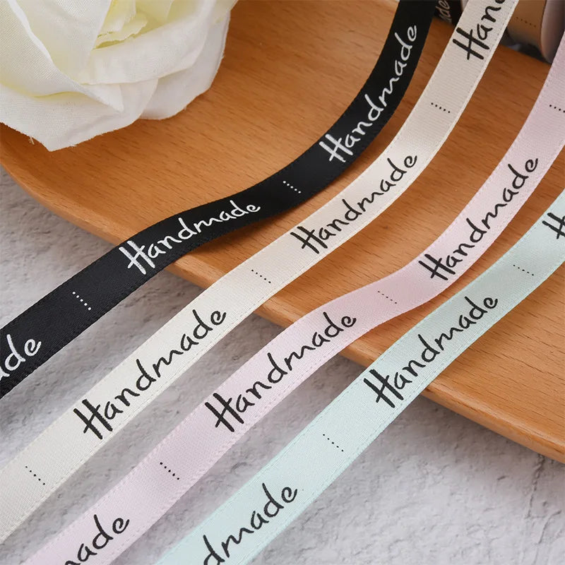 ruban polyester main noir blanc beige rose vert élégant minimaliste 25 yards 1cm
