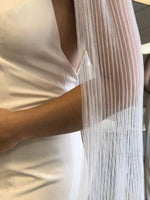 voile mariée blanc rayures fines bord coupé classique polyester off white waltz translucent