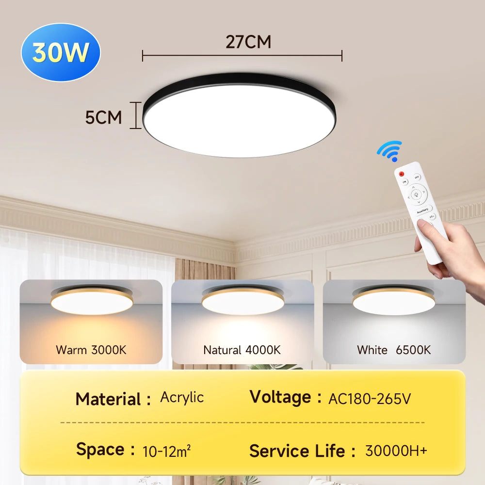 lampe led blanc moderne plaque montage inclusion télécommande trois couleurs changeantes