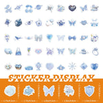sticker mignon dessin animé bleu rose blanc papillon coeur fleur adhésif collection fantaisieCharacterSetEND