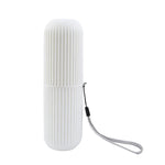 boîte brosse dents gris rose blanc rayures verticales moderne minimaliste respectueux environnement cordelette voyage