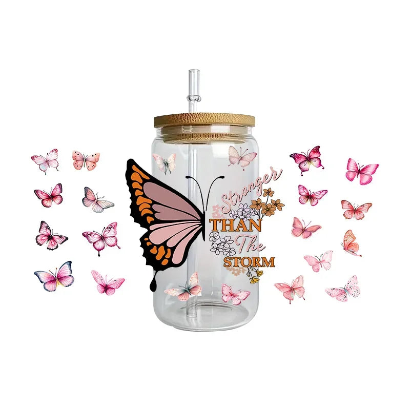 autocollants papillons fleurs tasse imperméable adhésif floral transparent amerique bricolage
