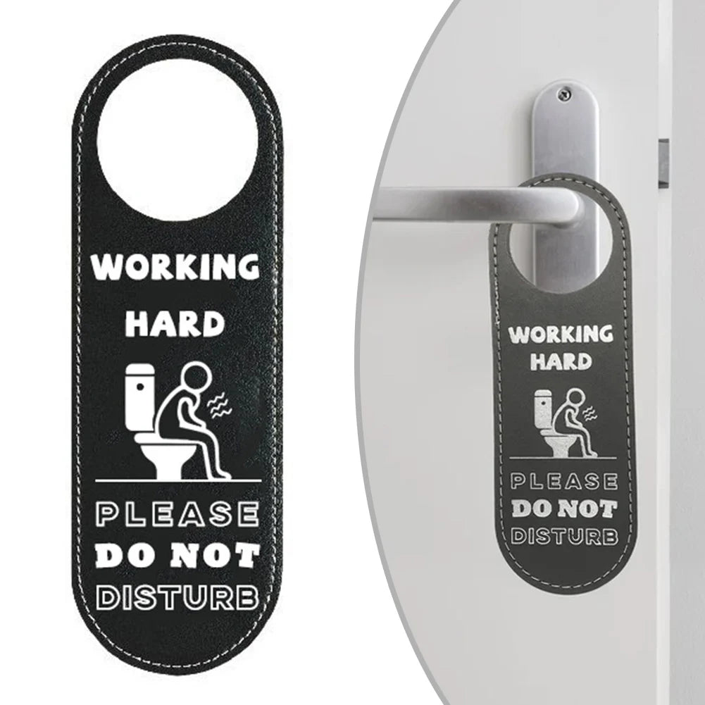 panneau porte salle bain ne pas déranger noir blanc humoristique working hard vacant inscrits